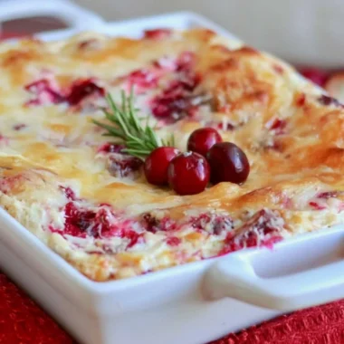 Delicious baked cranberry cream cheese dip served in a bowl