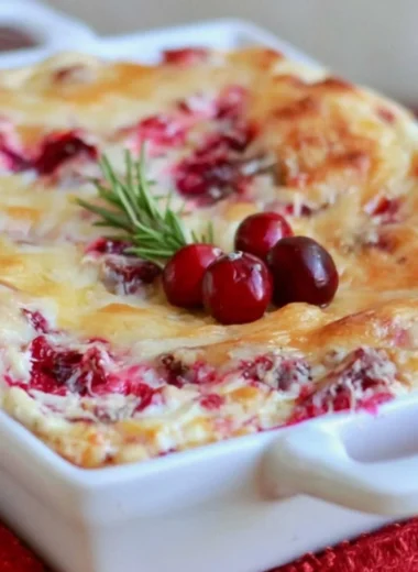Delicious baked cranberry cream cheese dip served in a bowl