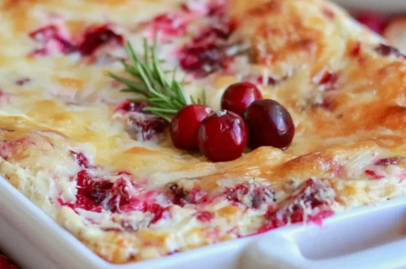 Delicious baked cranberry cream cheese dip served in a bowl
