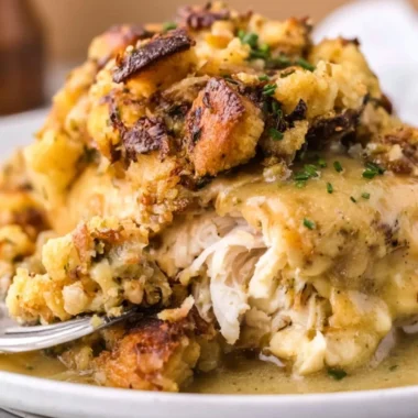 Cozy Crockpot Chicken with stuffing in a slow cooker.
