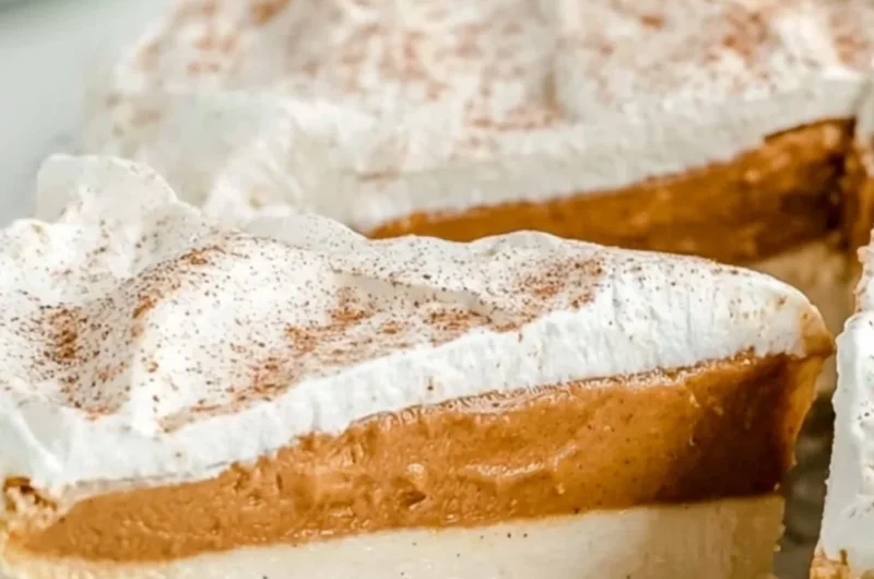 Cozy no-bake pumpkin pie dessert on a rustic table