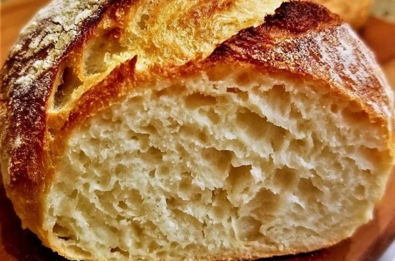 Loaf of cozy no knead gluten free bread fresh out of the oven