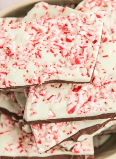 Delicious homemade peppermint bark ready for the holiday season