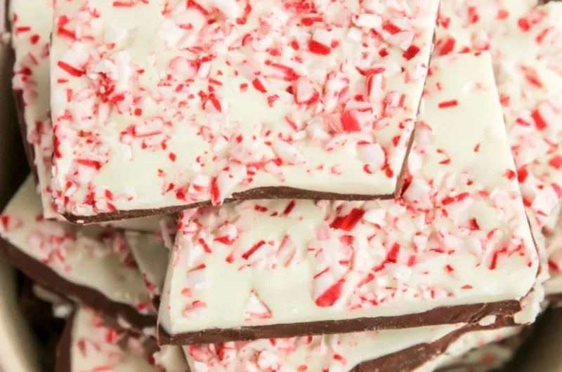 Delicious homemade peppermint bark ready for the holiday season