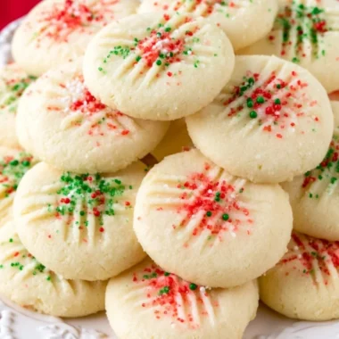 Cozy whipped shortbread cookies on a decorative plate