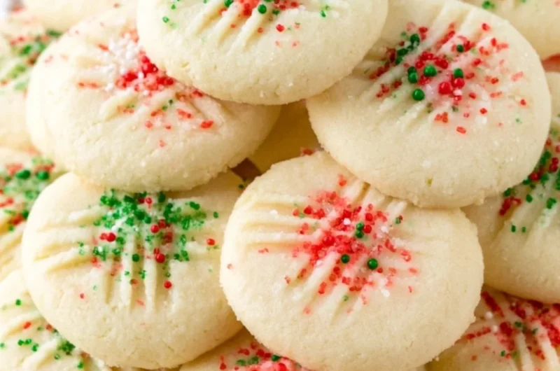 Cozy whipped shortbread cookies on a decorative plate