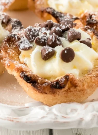 Creamy mini cannoli cups filled with sweet ricotta and chocolate chips