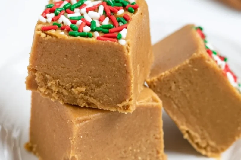 Delicious warm gingerbread fudge topped with festive spices for the holidays