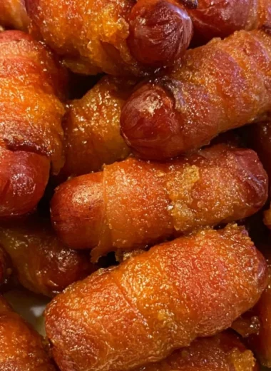 Plate of Bacon Wrapped Little Smokies served as a tasty appetizer