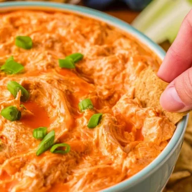 Delicious Buffalo Chicken Dip served in a bowl for a party appetizer