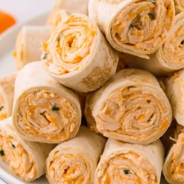 Buffalo Chicken Pinwheels served as a delicious party appetizer