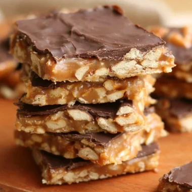 Delicious Chocolate Caramel Pretzel Bars with drizzled chocolate and caramel