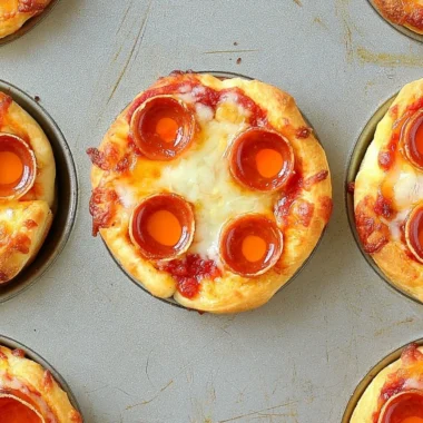 Plate of deep dish mini pizzas with various toppings