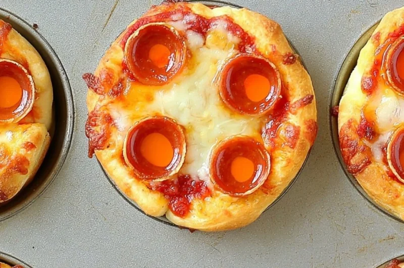 Plate of deep dish mini pizzas with various toppings