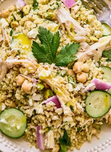 High Protein Jennifer Aniston Salad with fresh ingredients and vibrant colors