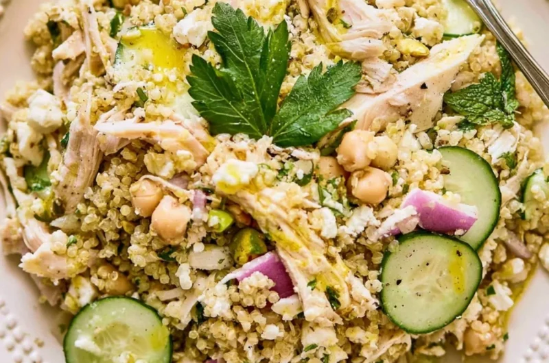 High Protein Jennifer Aniston Salad with fresh ingredients and vibrant colors