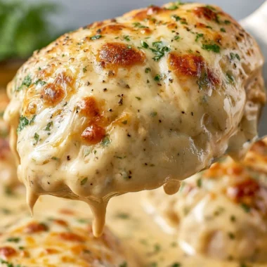 Delicious plate of smothered sour cream chicken with herbs and spices