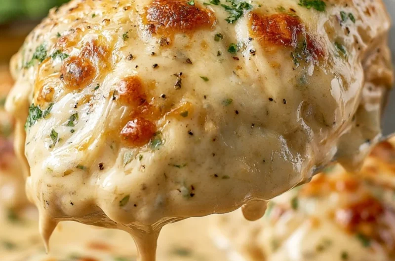 Delicious plate of smothered sour cream chicken with herbs and spices