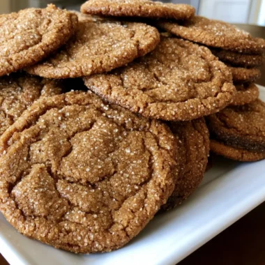 Delicious old-fashioned molasses sugar cookies on a rustic wooden table