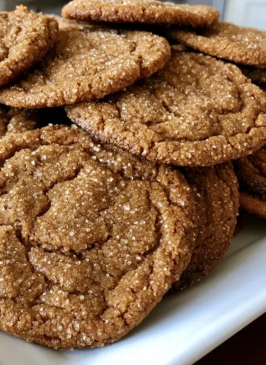 Delicious old-fashioned molasses sugar cookies on a rustic wooden table