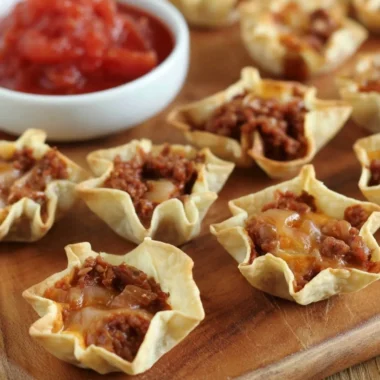 Delicious Tortilla Nacho Cups filled with toppings