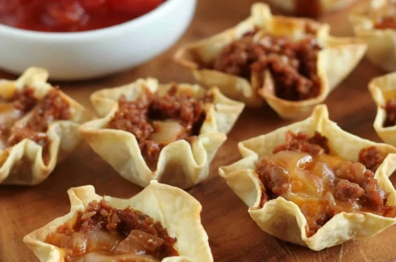 Delicious Tortilla Nacho Cups filled with toppings